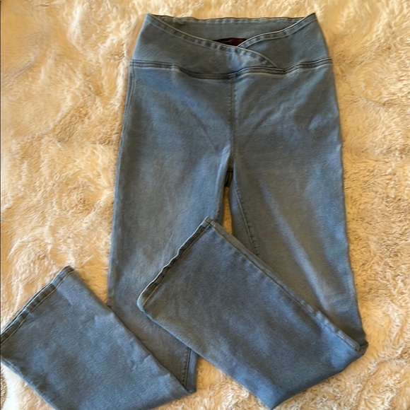 Stylish Blue Denim Flare Leggings - Picture 1 of 6